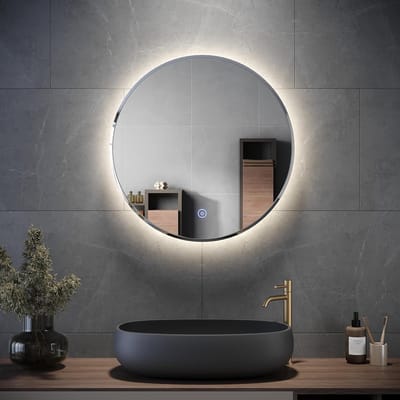 Ronde Verlichte LED Licht Badkamer Spiegel - 600x600mm Backlit Make-up Spiegel met Sensor Touch Control, Stofdicht en Anti-mist