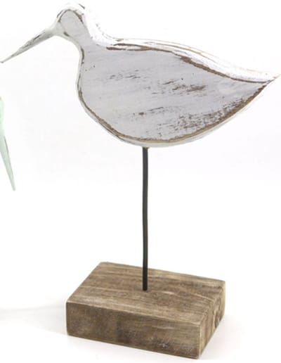 Vogel wit op standaard 31x24cm naturel / wit