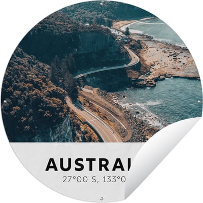 Tuincirkel Australië - Zee - Wegen - 60x60 cm - Ronde Tuinposter - Buiten