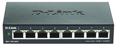 D-Link DGS-1100 Series 8-Port Gigabit Smart Managed Switch met VLAN support, layer 2 features, QoS, 802.3az EEE, Fanless