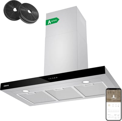 CIARRA CBCS9102 - 90cm Afzuigkap RVS-Zwart - met WiFi - inclusief set koolstoffilters – 650m3 – DC motor energieklasse A+++