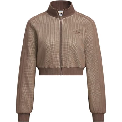 Adidas Originals Veste de survêtement SS25 Crop Logo Col montant court Sport Coupe slim Manches longues Veste Femme KC2645 2XS gray