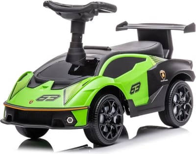 Lamborghini SC63 Loopauto 1 tot 3 jaar – Officieel Gelicentieerde Lamborghini Loopauto met Claxon & Opbergvak – Buitenspeelgoed Peuter met Blokstandaard & Cadeaubox – Groen