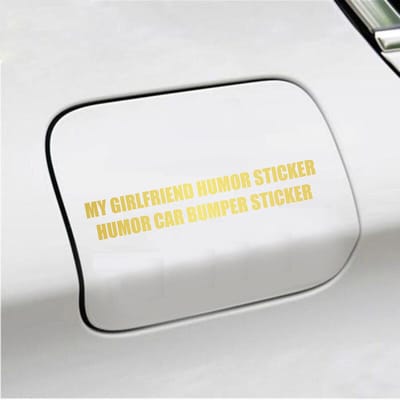 Bumpersticker - My Girlfriend Humor Sticker - 3,5 X 20,6 - Goud