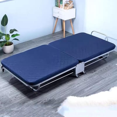 Opklapbed met Matras - Logeerbed Vouwbed - Comfortabel Rusten - 5-Positie Verstelbare Rugleuning - 188x65cm - Zwart Wit Gestreept