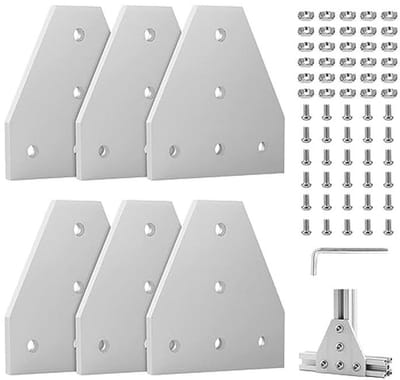 Hoekbeugels en verbindingsplaten voor aluminium profielen - 6 stuks