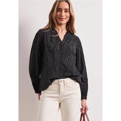 Blouse met gespleten hals en Shiffley-patroon