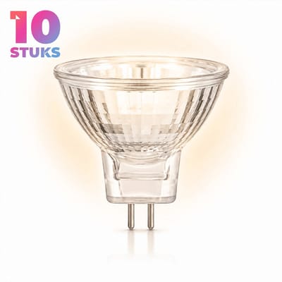10x Reflector Halogeenlamp GU4 - 50W - Warm Wit Licht (2700K) - 300 lm - 2 jaar - Dimbaar - 12V - MR11