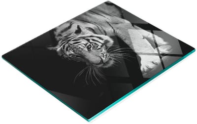 Multifunctionele decoratieve snijplank van gehard glas met tijgerprint, 60x52 cm
