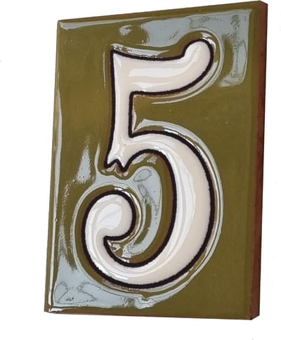Keramische Tegel - Huisnummer Tegel - Huis Nummering - Handgeschilderd Design - 10 x 7.5 cm - Groen
