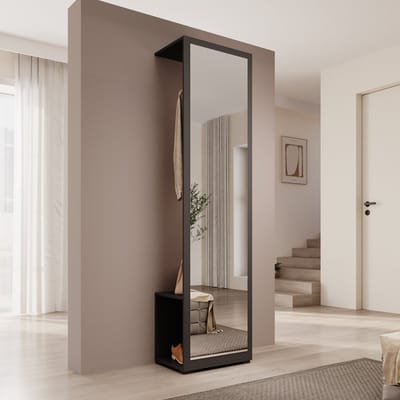Meubella - Deacon - Halkast - Zwart - 50x35x189 cm