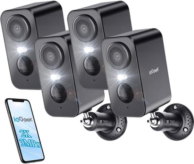 Bewakingscamera op batterij - draadloze audio ip wifi 3mpx - dubbelzijdige audio beveiligingscamera - voor thuis met - zonnepaneel pir bewegingsdetectie - kleuren nachtzicht cctv ip camera security - 4 stuks