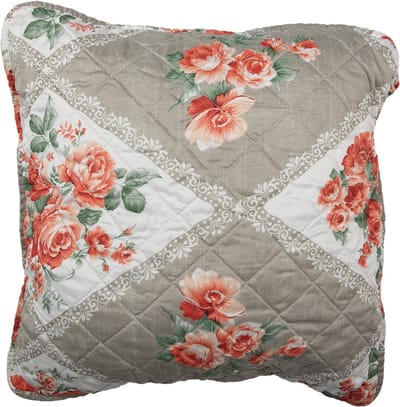 Clayre & Eef Kussenhoes 50x50 cm Grijs Roze Katoen Bloemen