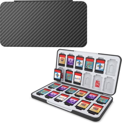 Actie4you® - Gamehouder Opslag Geschikt voor Nintendo Switch - Ruimte voor 24 Game Cards en 24 Geheugenkaarten – Micro Sd kaart – Organizer – Voor Fotografen - Carbon