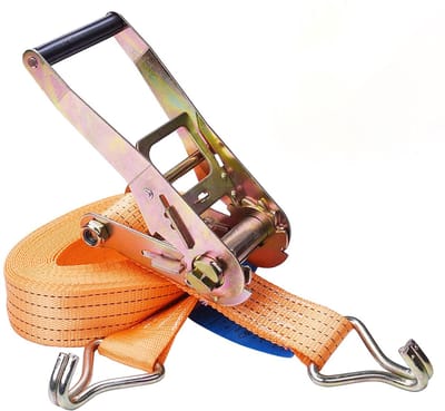 Spanband 4000 daN, tweedelig, kleur oranje, 10 m lengte, 50 mm bandbreedte
