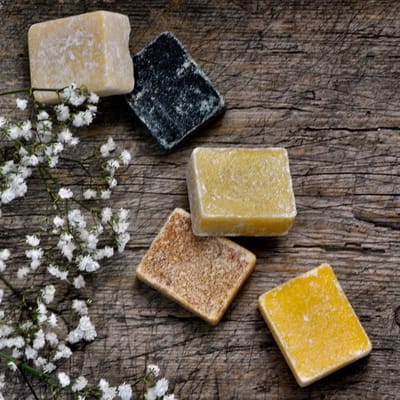 Bend Meubels - 5 Amberblokjes - Amber - Vanille - Witte Jasmijn - Zwarte Musk - Witte Musk
