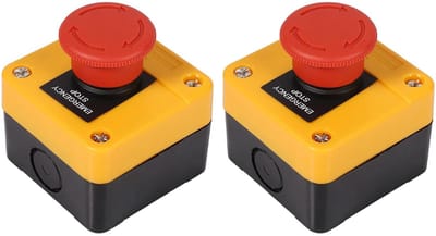 Noodstopschakelaar - Noodknop Drukknop - Machines Stoppen - DPST Contact - 67x67x50 mm - Rood Geel