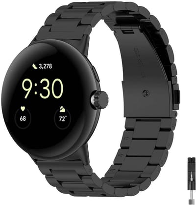 Stravo Stalen bandje – Geschikt voor Google Pixel Watch 4 / Pixel Watch 3 / Pixel Watch 2 / Pixel Watch 1 – 41mm – RVS Horlogebandje – Zwart