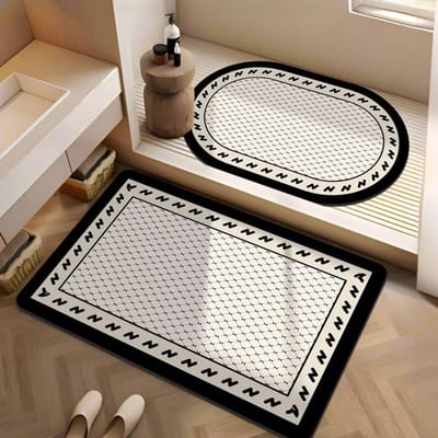 Amerikaanse Badkamerkast Diatomeeënaarde Deur Absorberende Mat Sneldrogende Antislip Mat Toilet Toilet Deurmat Tapijt 40 * 60 [rectangle] + 40 * 60 [oval]