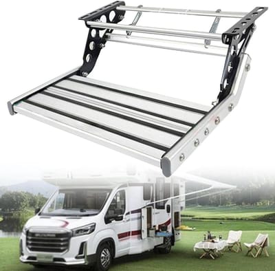 Opstapje Camper - Vouwtrap Caravan - Veilig Instappen - Handmatig Inklapbaar - 150 kg Draaglast - Zilver