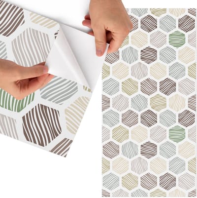 Tulup Meubelfolie - Zeshoekig mozaïek Decoratiefolie Zelfklevend - 65x130 cm - Bruin Meubelfolie - Meubel Wrap Folie - Minimalist Meubelfolie - Plakfolie Meubels - Keuken decoratie - Achtergronden en patronen