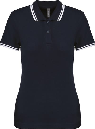 Kariban Gestreepte damespolo korte mouwen K273 - Navy / White - L