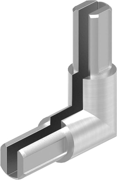 Roestvrij stalen hoek - Verbindingsstuk klemprofiel - Profielen verbinden - V2A geslepen korrel 240 - 30mm X-afmeting - Zilverkleurig