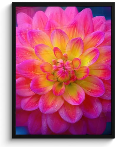 Poster in lijst - Fotolijst 50x70 cm - Posters - Roze - Dahlia - Kleurrijk - Posterlijst zwart - Decoratie - Wanddecoratie woonkamer - Muurdecoratie slaapkamer