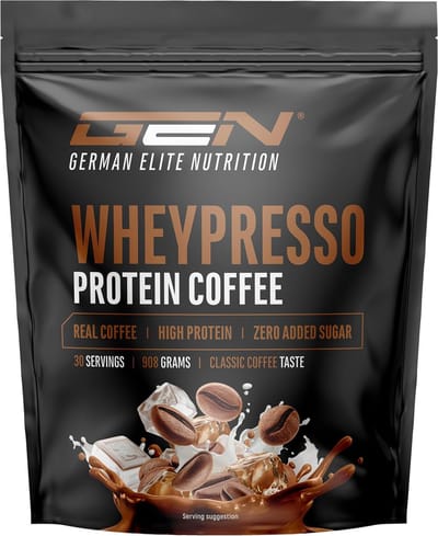 Wheypresso Protein Coffee - Eiwitpoeder met Wheyconcentraat & Isolaat - Met echte koffie & cafeïne - Romige Hoge Eiwit Drank - (908 g, Klassieke Koffiesmaak)