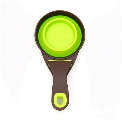 Cuillère pliante en silicone pour nourriture pour chien cuillère pour animal de compagnie avec clip de fermeture pelle à nourriture cuillère pour nourriture pour chat fournitures pour animaux de compagnie (Green,L) vert