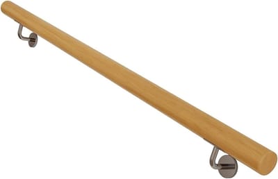 Trapleuning Massief Eiken - Wandmontage Leuning - Veilige Trap Op - Robuuste Metalen Beugels - 120 cm - Houtkleur