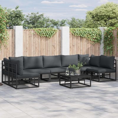 vidaXL - Tuinbank - Set - 7 - st - Zwart - Aluminium