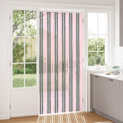 vidaXL - Insecten - Gordijn - Chenille - Zilvergrijs - en - Roze - 100 - x - 220 - cm