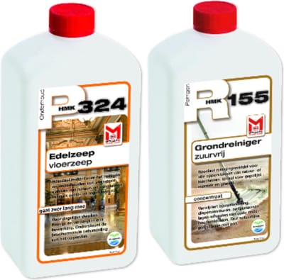 Onderhoudset Natuursteen HMK R155 Grondreiniger Zuurvrij & P324 Edelzeep 2x 0.5L