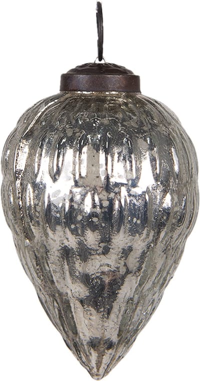 Clayre & Eef Kerstbal Overig Ø 6 cm Zilverkleurig Glas Kerstballen