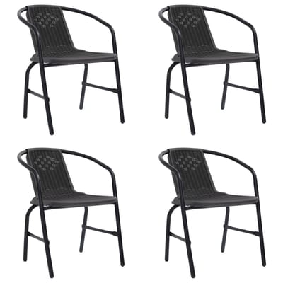 vidaXL - Tuinstoelen - 4 - st - 110 - kg - kunststof - rattan - en - staal