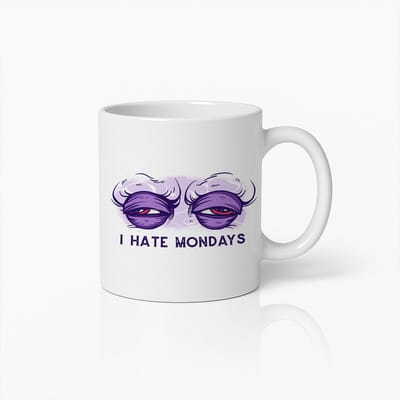 I Hate Mondays Mok 330ml – Grappige Vermoeide Gezicht Beker – Leuk Cadeau voor Kantoormedewerkers, Collega’s & Koffieliefhebbers