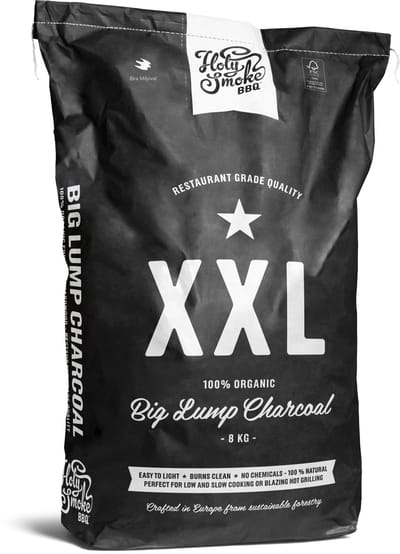 Holy Smoke BBQ - XXL GRADE Europees hardhout - 8KG - Houtskool - big lumps - grove stukken / / noodpakket koken op de BBQ