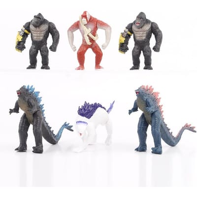 Nieuwe Anime 6 Stuks/Set Godzilla VS King Kong 2 Nieuw Keizerrijk Monsters Beweegbare Gewrichten Actiefiguur PVC Model Pop Kinder Verjaardag Speelgoed 8cm gray