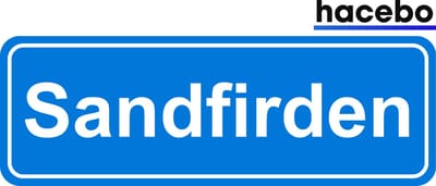 Hacebo - Plaatsnaam Sticker - 29x10 CM - Sandfirden sticker - Verkeersborden sticker - grappige cadeaus - Sandfirden
