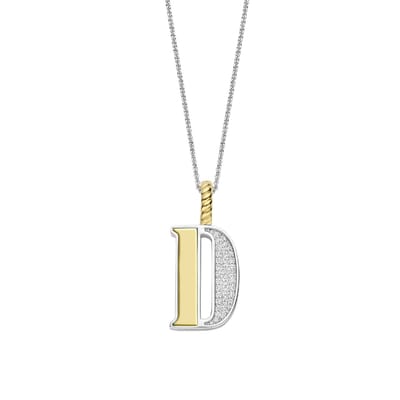 TI SENTO Dames Hanger - 925 zilver - Letter D - Zirkonia met geel verguld - 6840ZY_D