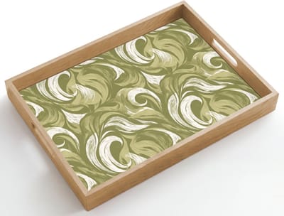Dienblad hout 50x35 cm - Schootdienblad - Abstract - Textuur - Groen - Borrelplank rechthoek - Plateau dienbladen
