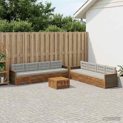 vidaXL - Buiten - bank - set - 9 - st - Naturel - en - lichtgrijs