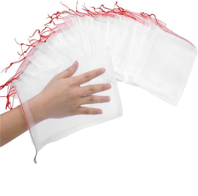 50 Stuks - Fruitbeschermingszakken - Insectennetten - 25x15 cm - Tuinnetten met trekkoord - Fruitboomzakken - Plantenbeschermingsnet - Herbruikbare - Geschikt voor fruit, groenten, bloemen ter bescherming tegen insecten, insecten en vogels - Wit