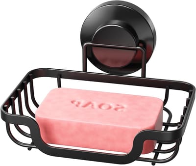 Zwarte zeepdispenser met haken voor badkamer en keuken, stijlvol en functioneel accessoires