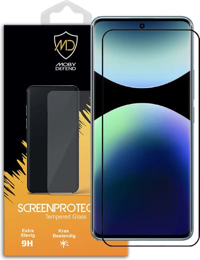 MobyDefend Screenprotector - Geschikt voor Xiaomi Redmi Note 14 Pro Plus - Screensaver Met Zwarte Randen - Gehard Glas