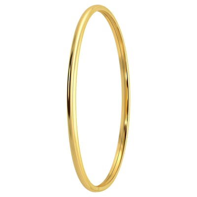 Lucardi Dames Zilveren goldplated bangle 3mm - Armband - 925 Zilver - Goudkleurig - 55 mm