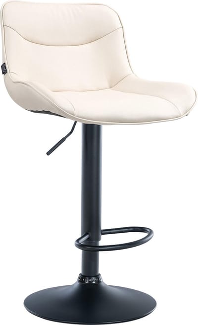 CLP Vonore Barkruk - Met rugleuning - Met voetensteun - Verstelbaar - Metalen frame - Kunstleer - zwart/creme