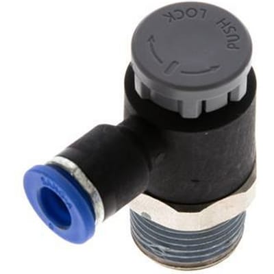 L-stuk Regelventiel 6 mm - R3/8'' Regeling-Uit Messing/Nylon Borgmoer