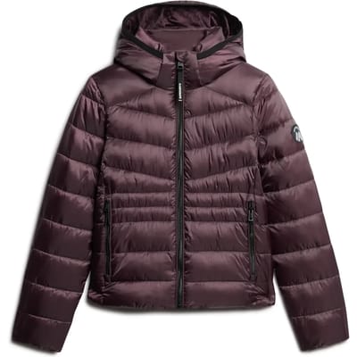 Superdry Gewatteerde Fuji-jas met Capuchon Paars Grootte: 36